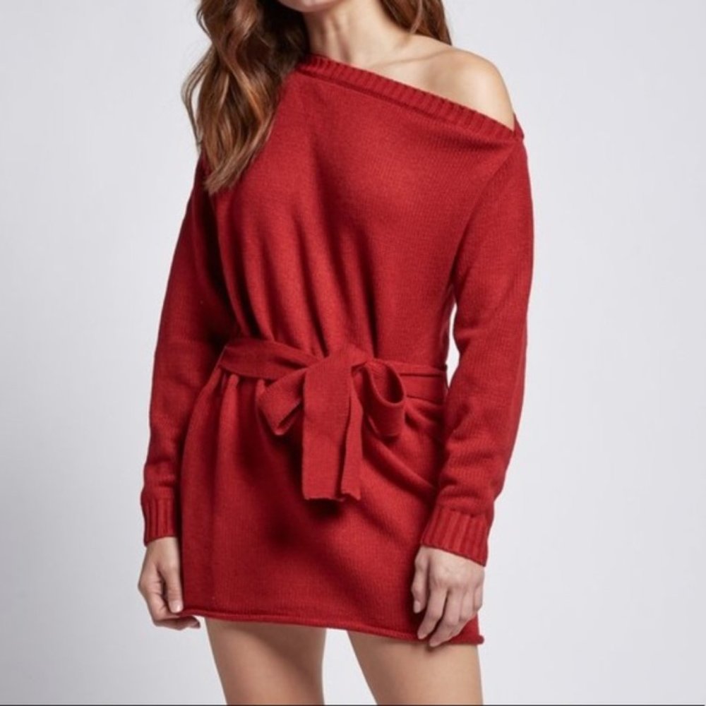 Eggie Off-the-Shoulder Sweater Dress